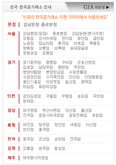 한국금거래소-전국지점-리스트