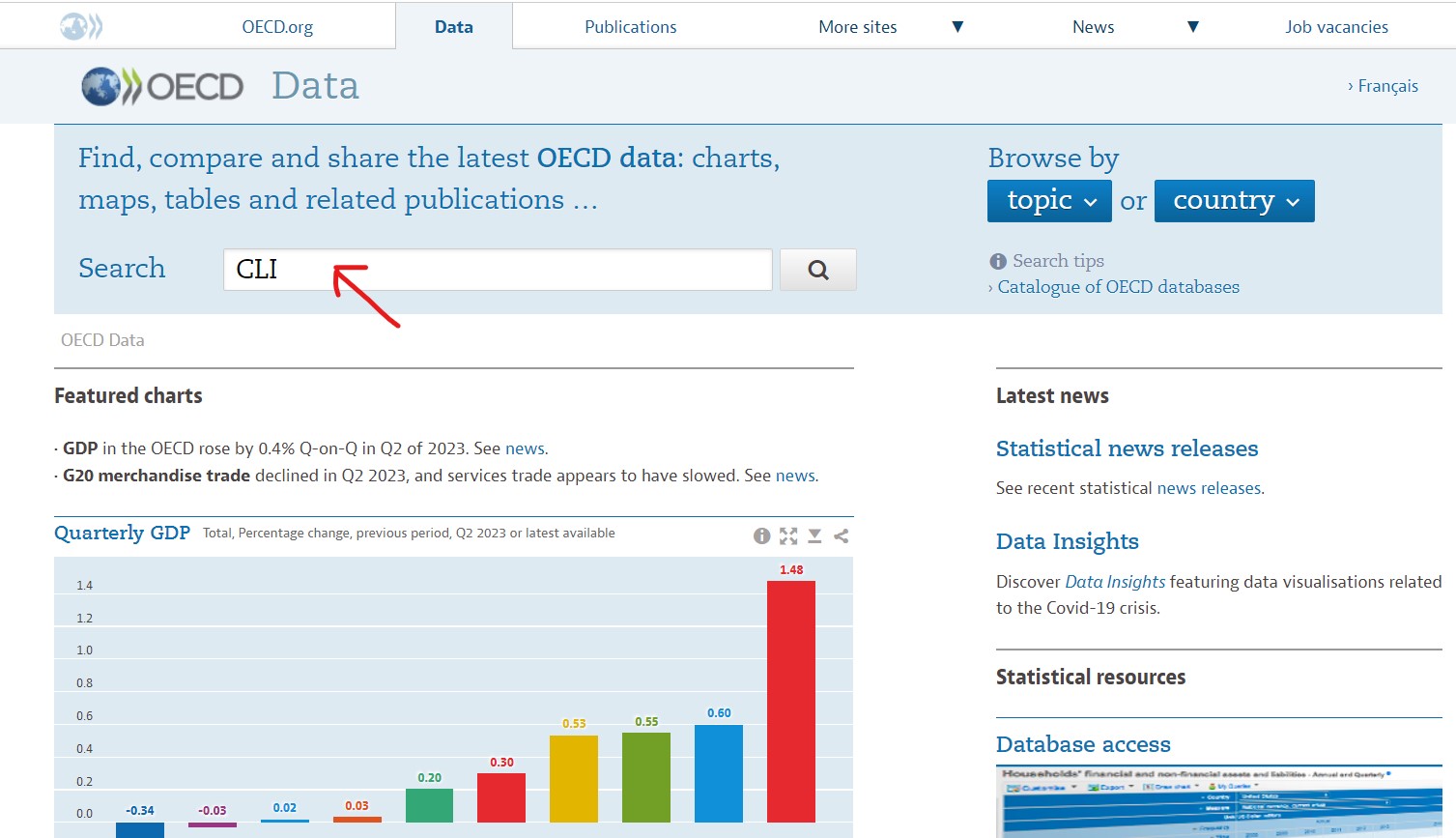 OECD 경기선행지수찾는 방법