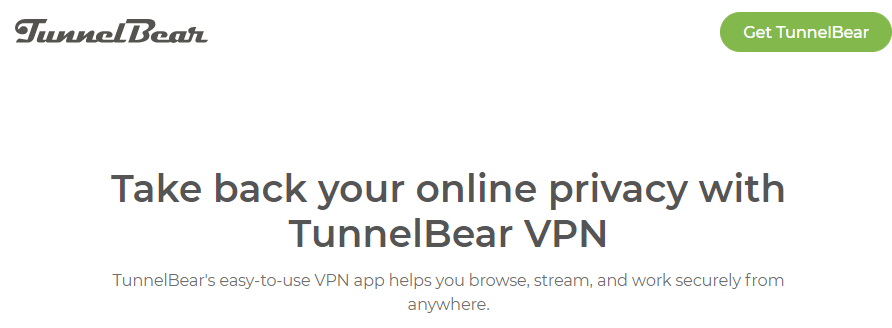 TunnelBear 홈페이지