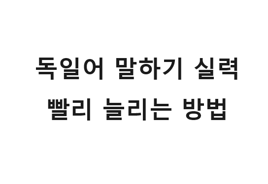  독일어 말하기 실력 가장 빨리 늘리는 방법은?