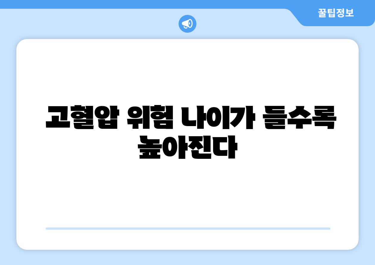  고혈압 위험 나이가 들수록 높아진다