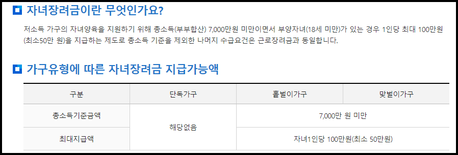 자녀장려금이란?