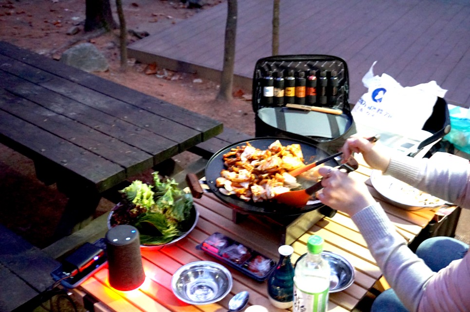 양념쭈꾸미 벌집껍데기 핑크테이블 맛나요 간단 캠핑요리 소주안주 16