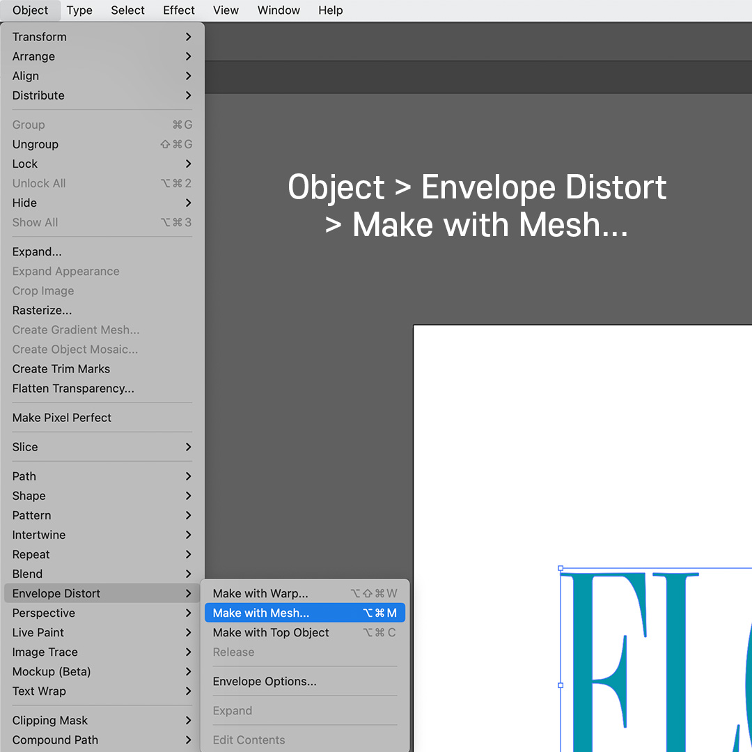 일러스트레이터 Make with Mesh 경로