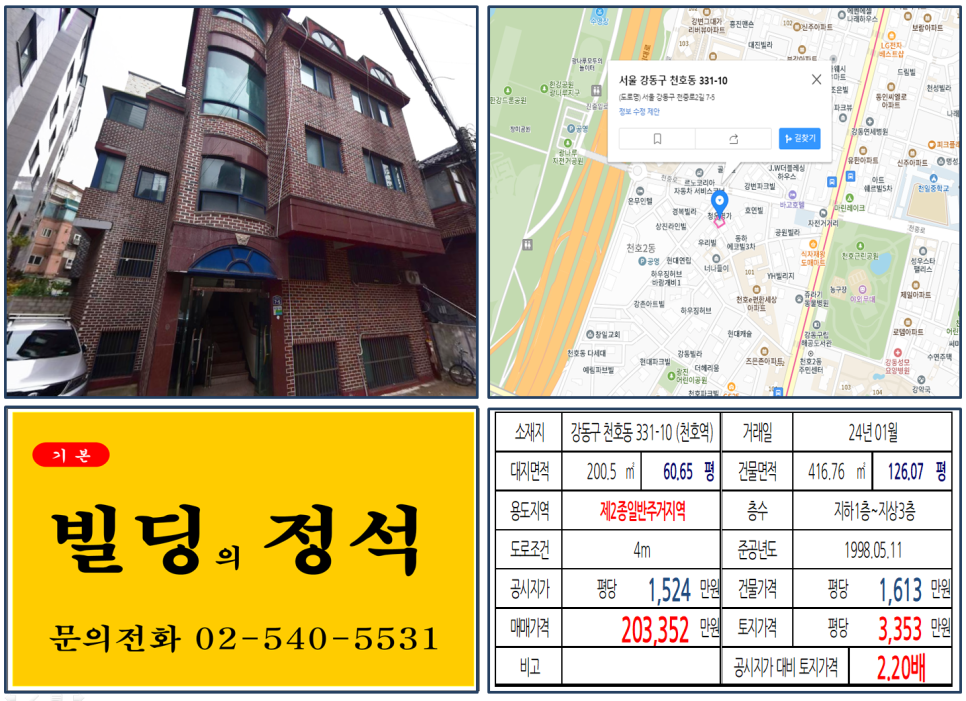 강동구 천호동 331-10번지 건물이 2024년 01월 매매 되었습니다.