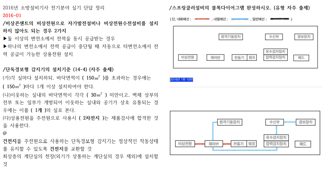 2016년 소방설비기사 전기 실기 단답