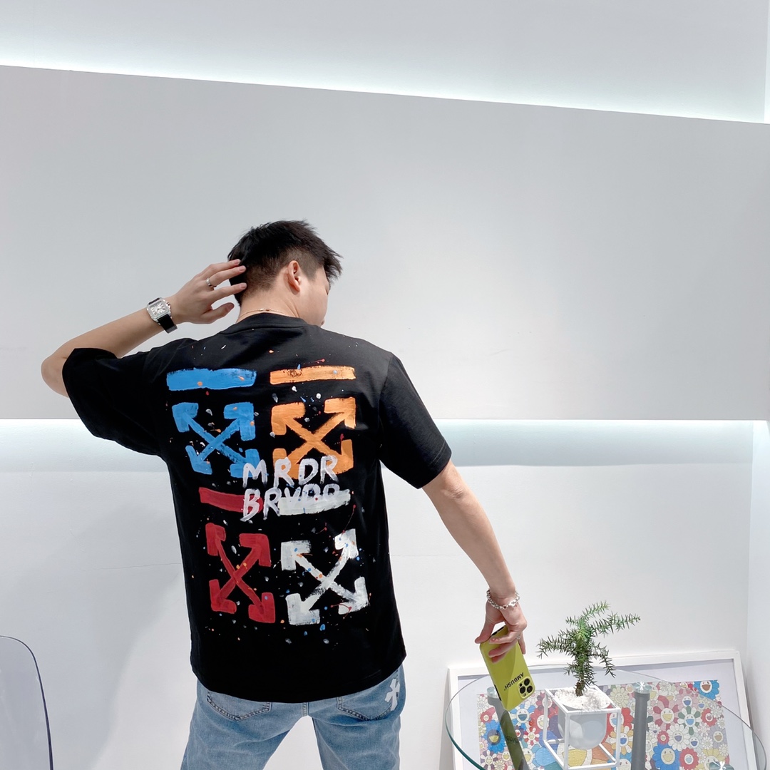  [OFF WHITE] 오프화이트 멀티 페인트 반팔 티셔츠 (2 COLOR)