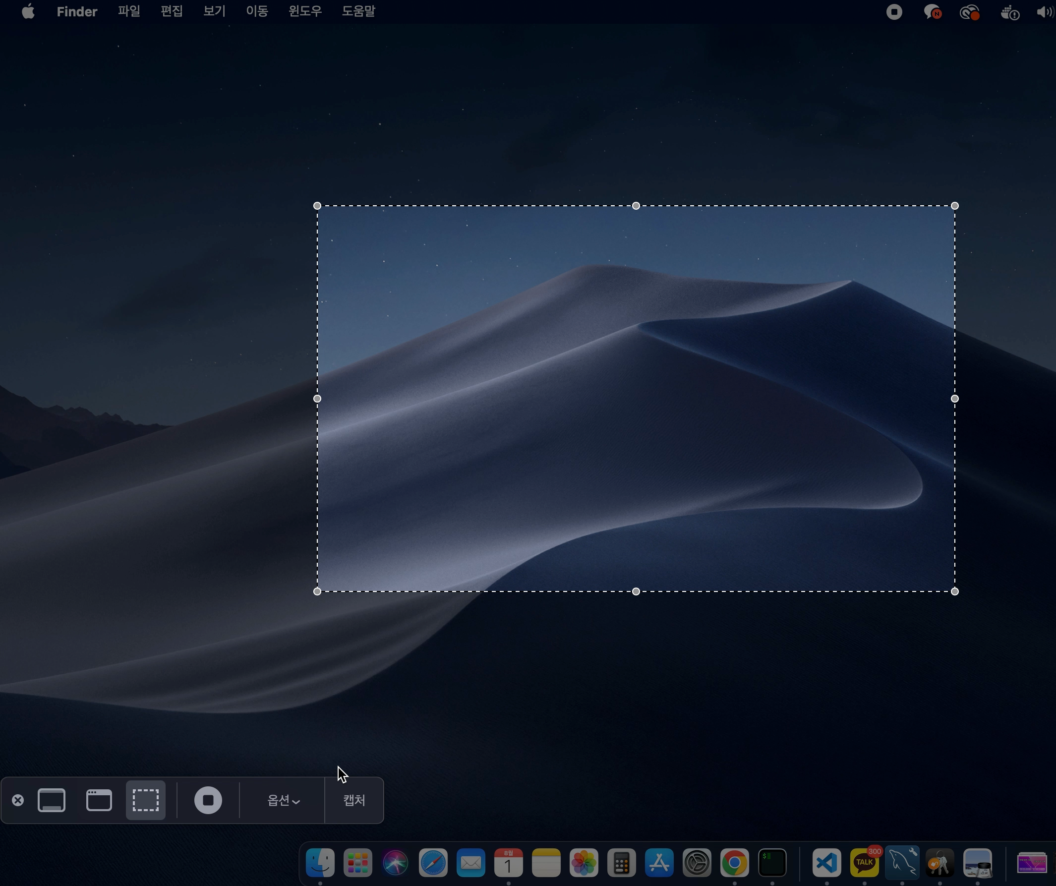 맥북 화면 부분 녹화 영역 선택