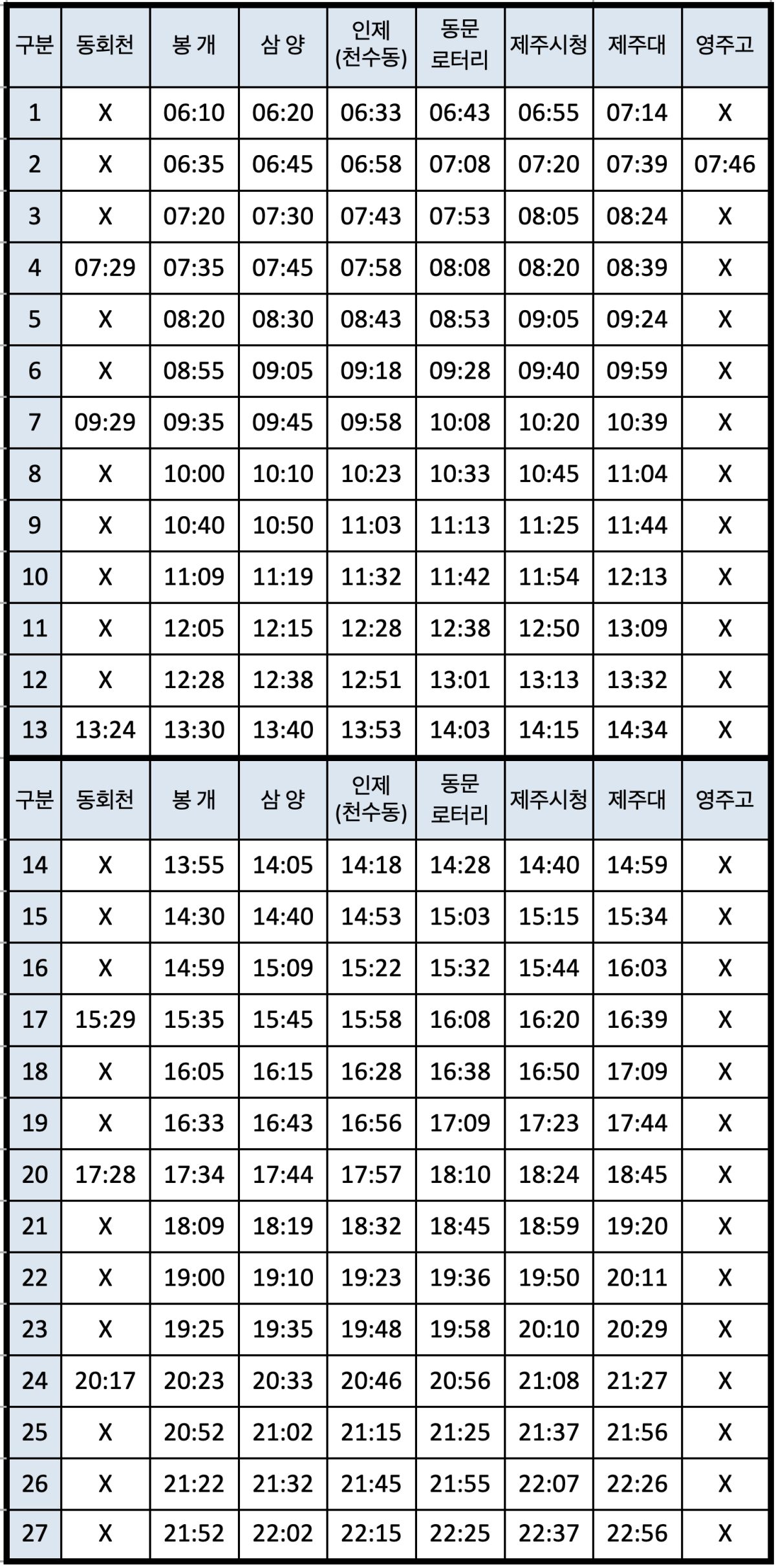 제주 351번 버스시간표