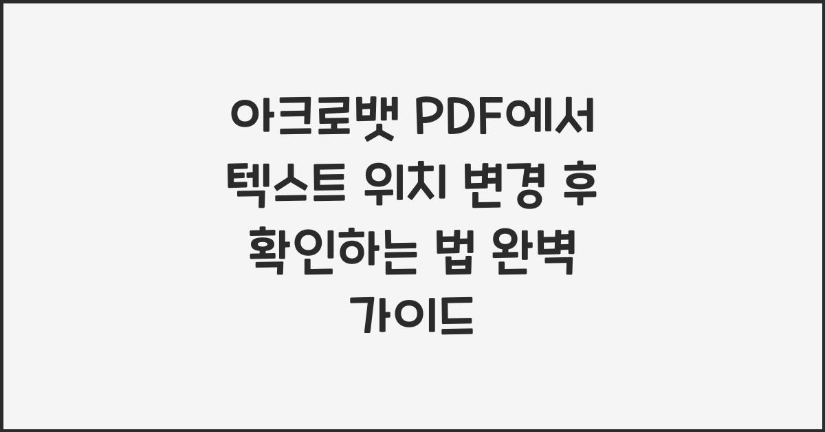 아크로뱃 PDF에서 텍스트 위치 변경 후 확인하는 법