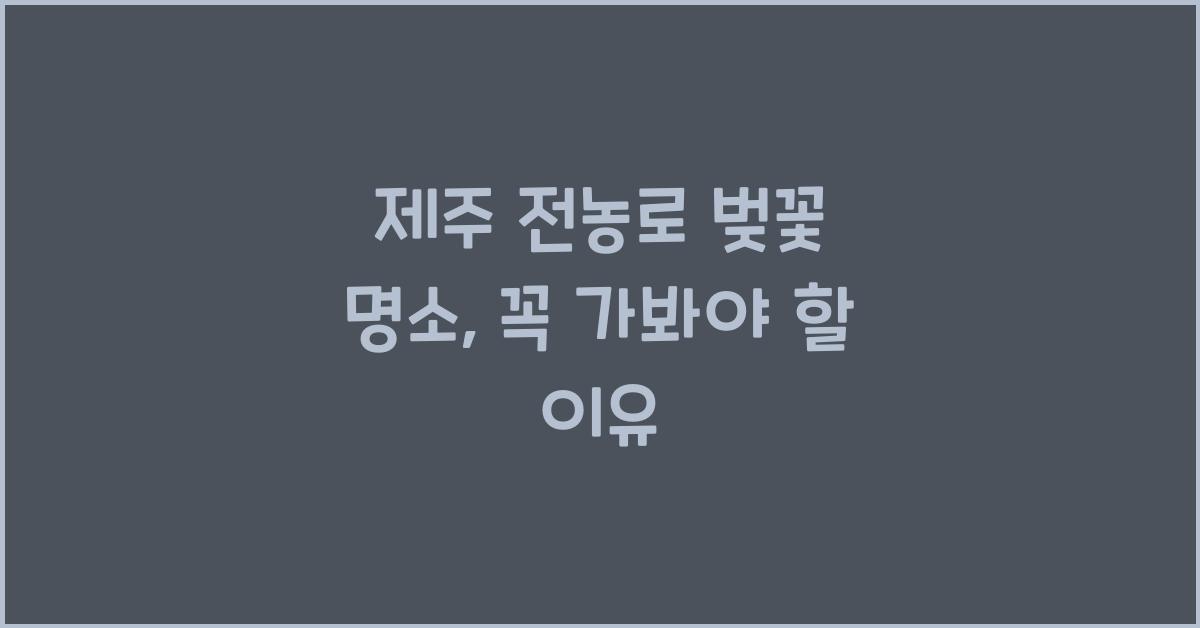 제주 전농로 벚꽃 명소