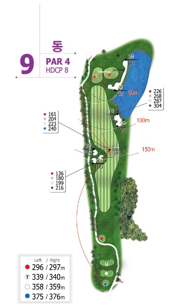 떼제베CC 동코스 9번홀 미니맵