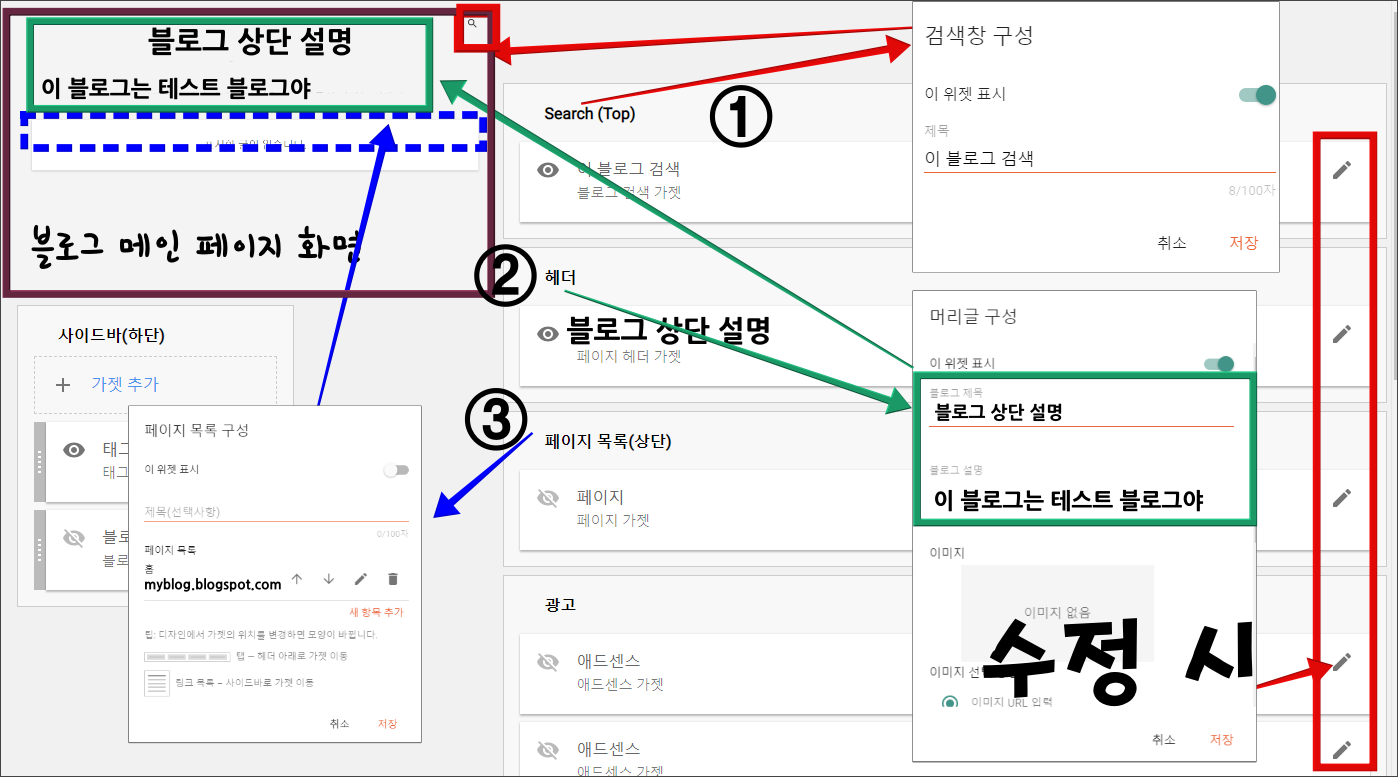 구글 블로그 만들기 _ 레이아웃 설정 _ 상단