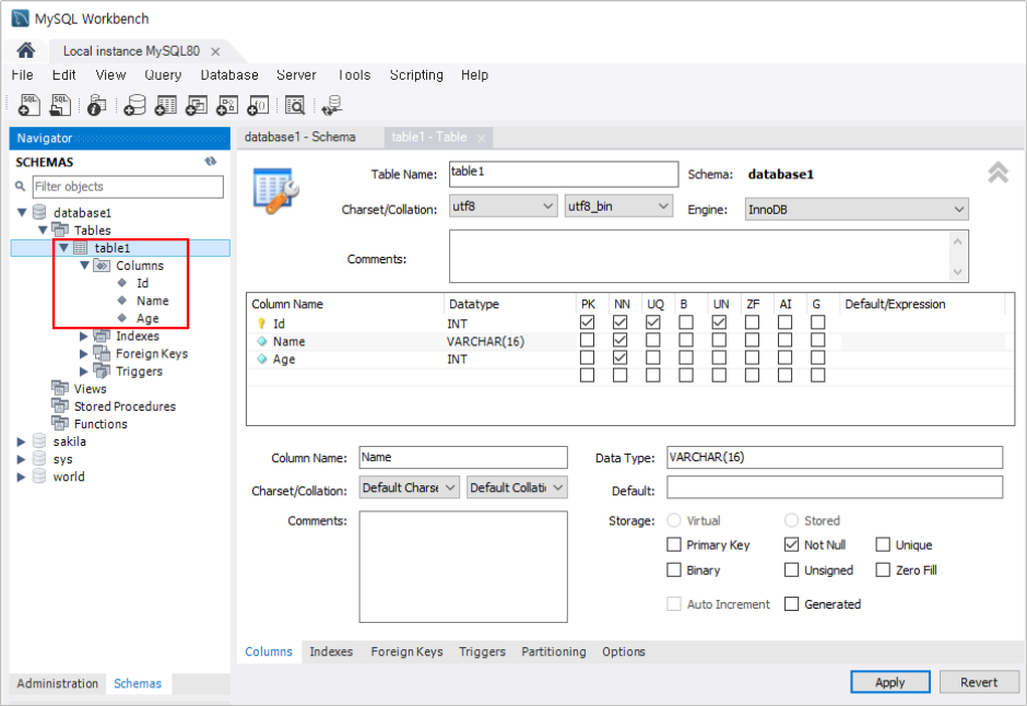 코더제로 데이터베이스 MySQL Workbench 컬럼 보기