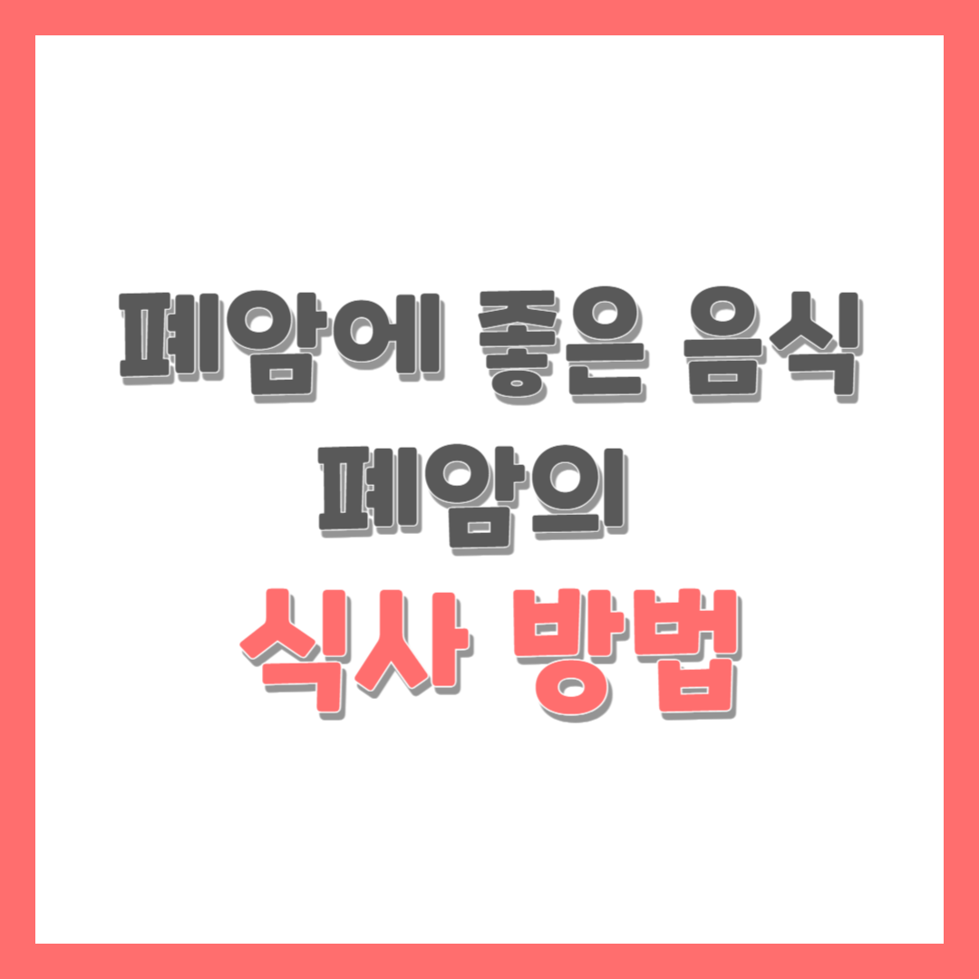  폐암에 좋은 음식 / 폐암의 식사 방법