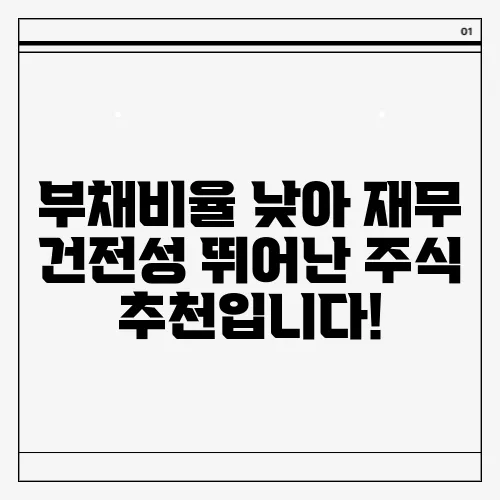 부채비율 낮아 재무 건전성 뛰어난 주식 추천입니다!