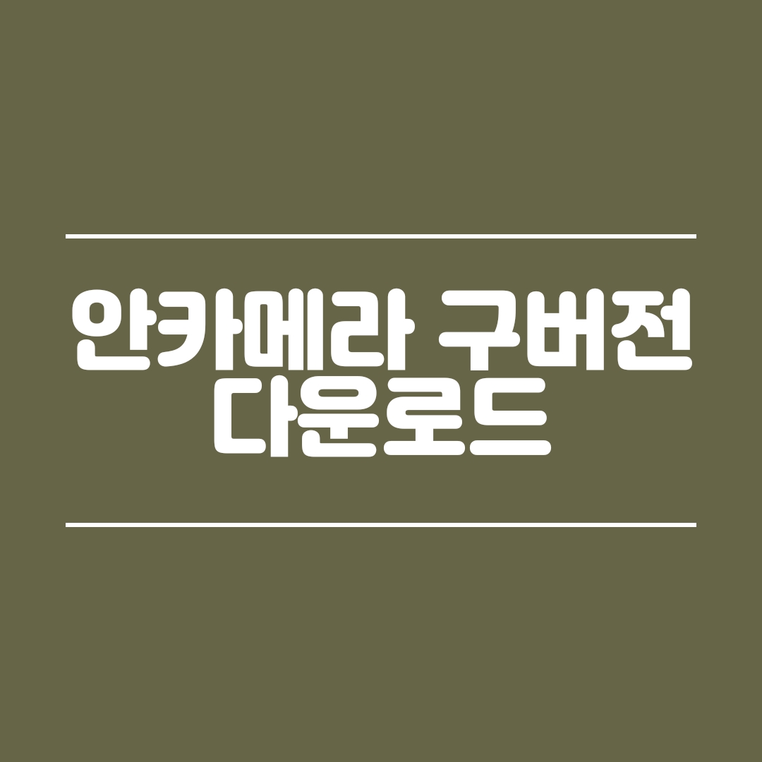  안카메라 3.0 구버전 다운로드 및 사용방법
