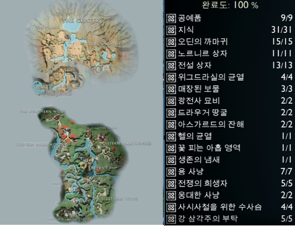  갓 오브 워 라그나로크 / 바나헤임 공략 및 지도 100%
