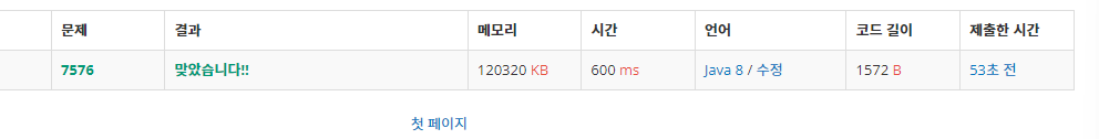 백준 BOJ 7576 토마토 [자바]