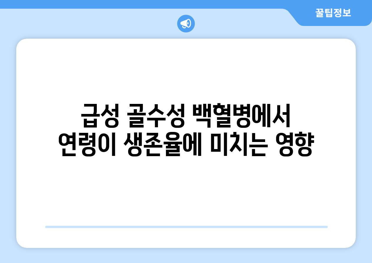 급성 골수성 백혈병에서 연령이 생존율에 미치는 영향