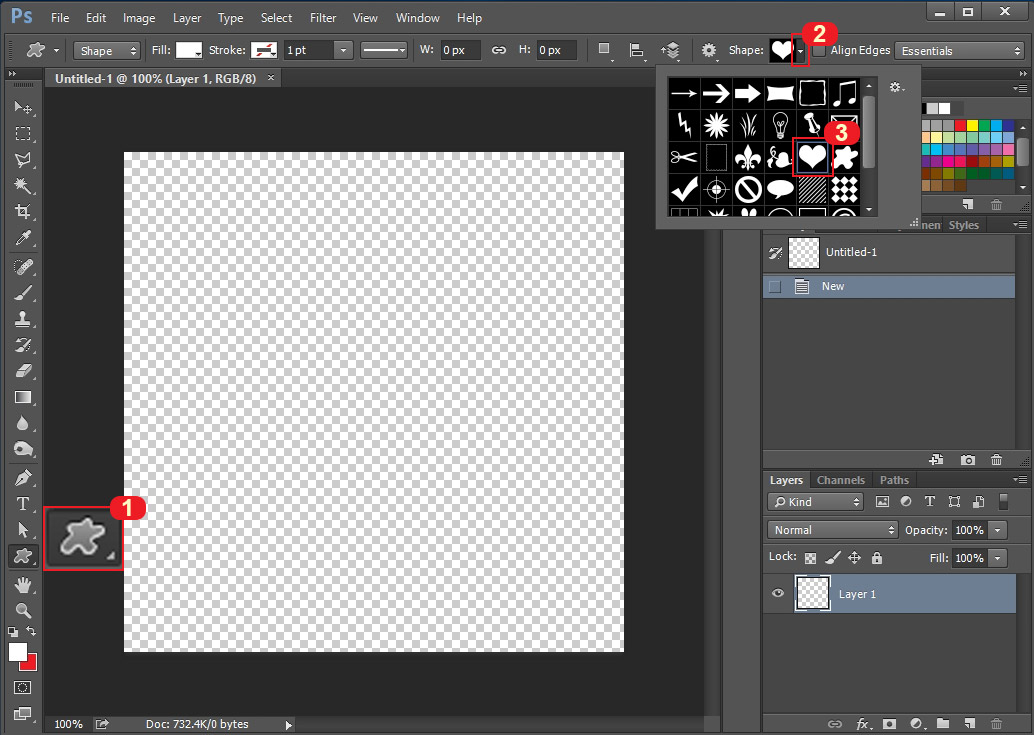 포토샵 하트 쉐이프