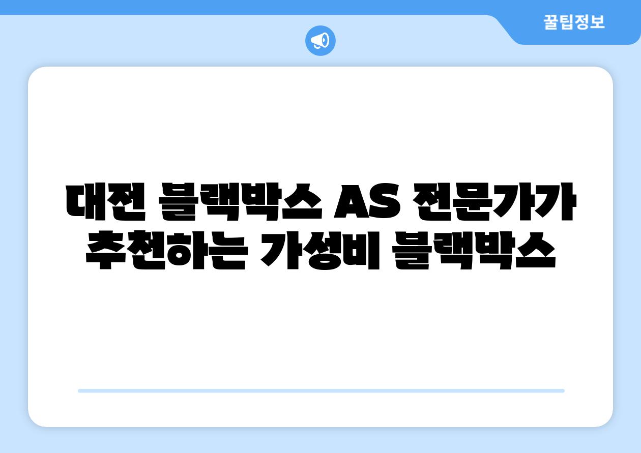 대전 블랙박스 AS 전문가가 추천하는 가성비 블랙박스