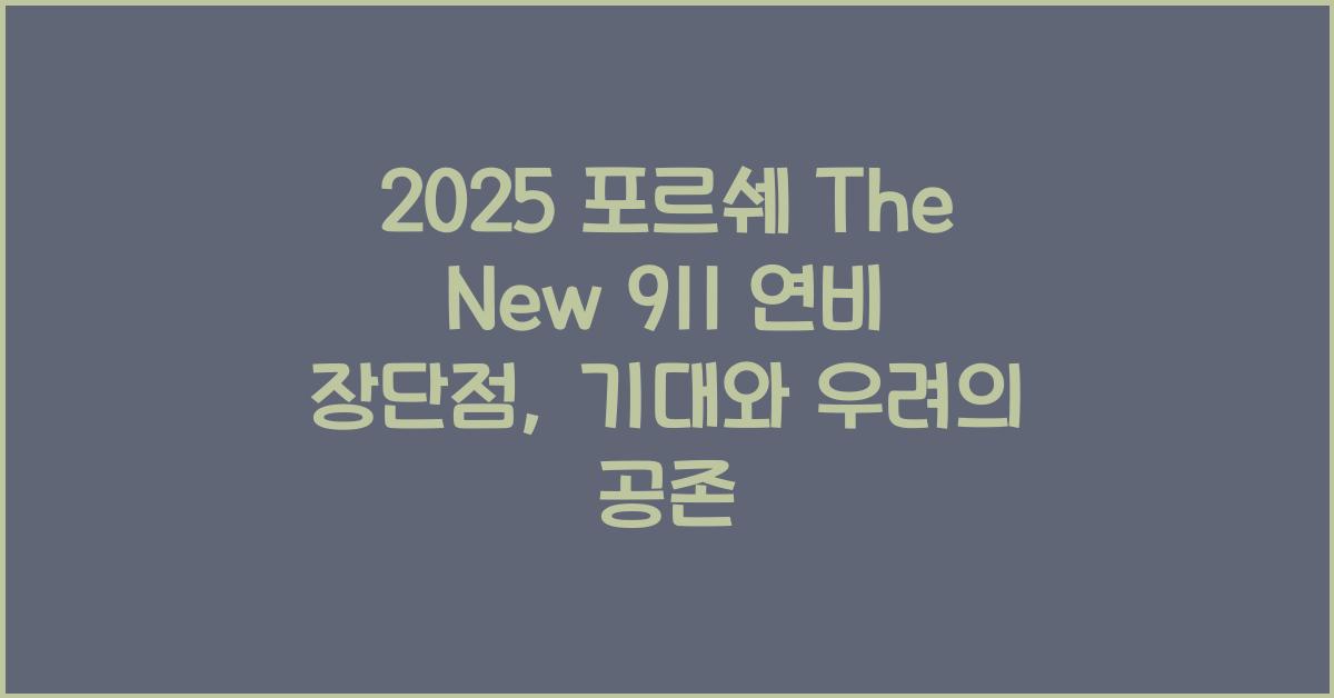 2025 포르쉐 The New 911 연비 장단점