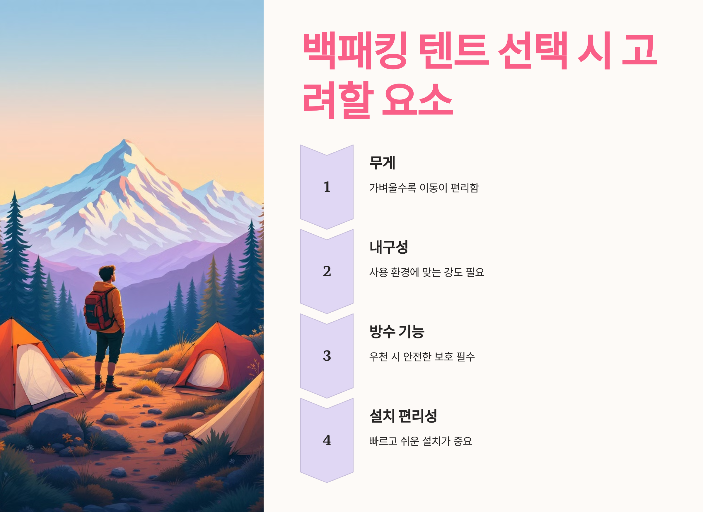 백패킹 텐트 선택 시 고려할 요소