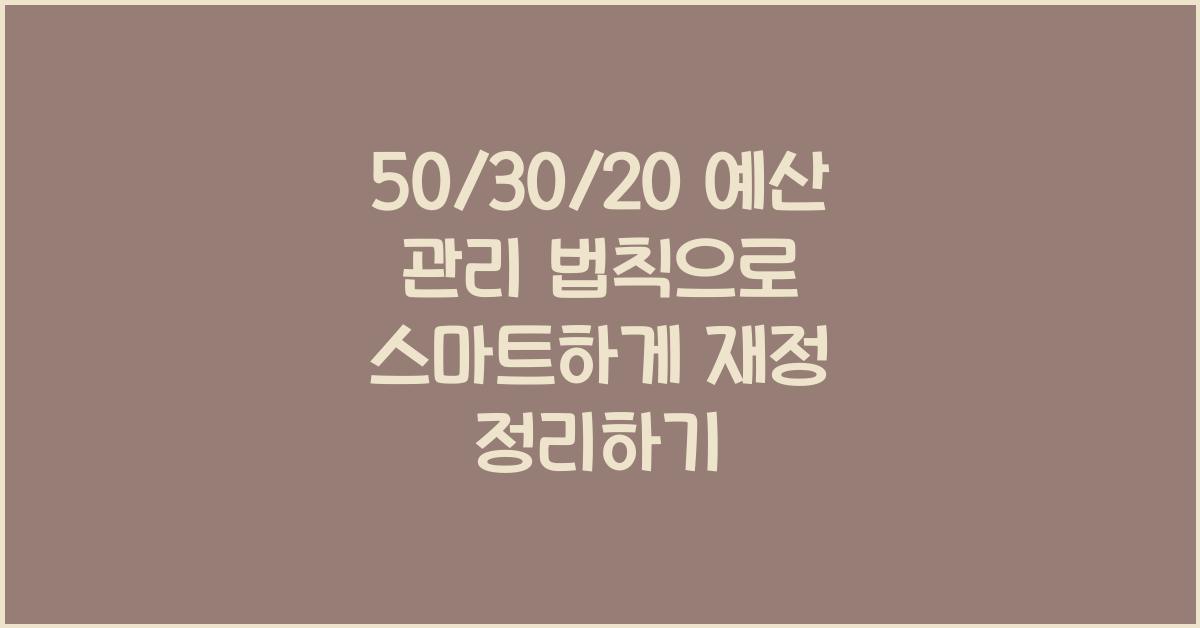 50/30/20 예산 관리 법칙