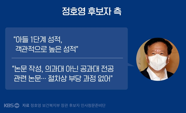 정호영 아들 딸 자녀 성적 높고 논문관련 문제 없다고 해명 하는 내용