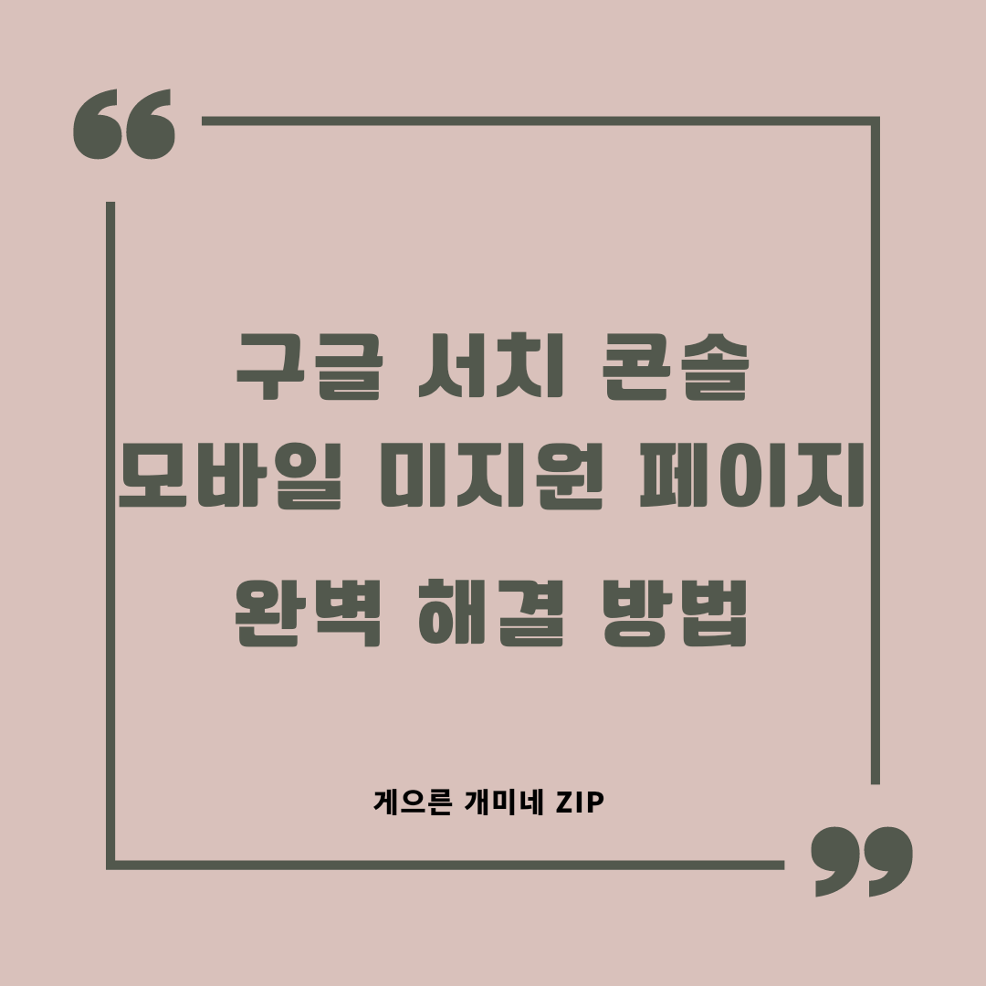 구글 서치 콘솔 "모바일 미지원 페이지" 완벽 해결 방법