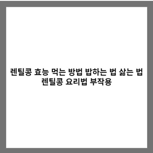 렌틸콩 효능 먹는 방법 밥하는 법 삶는 법 렌틸콩 요리법 부작용