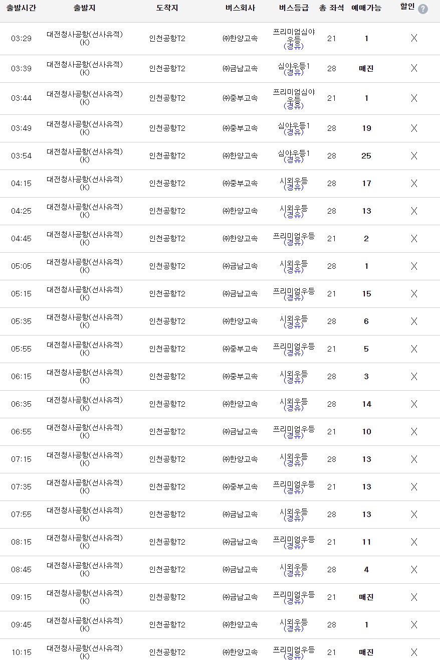 대전복합터미널 인천공항 버스