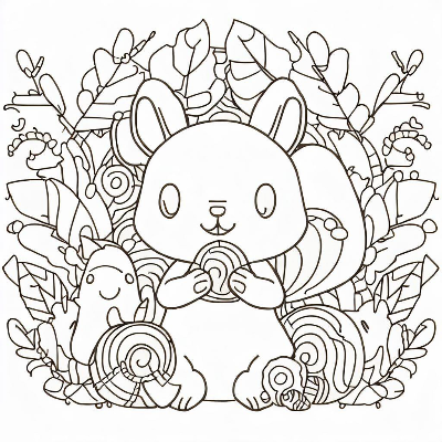 A lone squirrel is sitting. A slightly challenging squirrel coloring page.