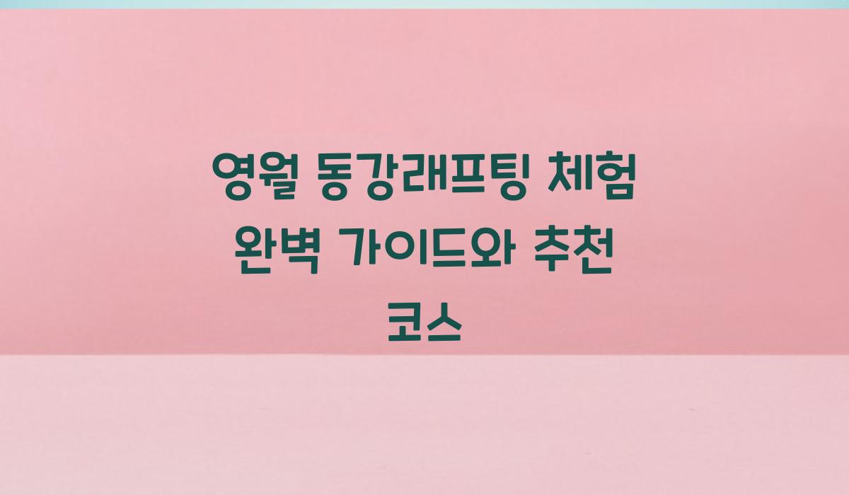 영월 동강래프팅 체험