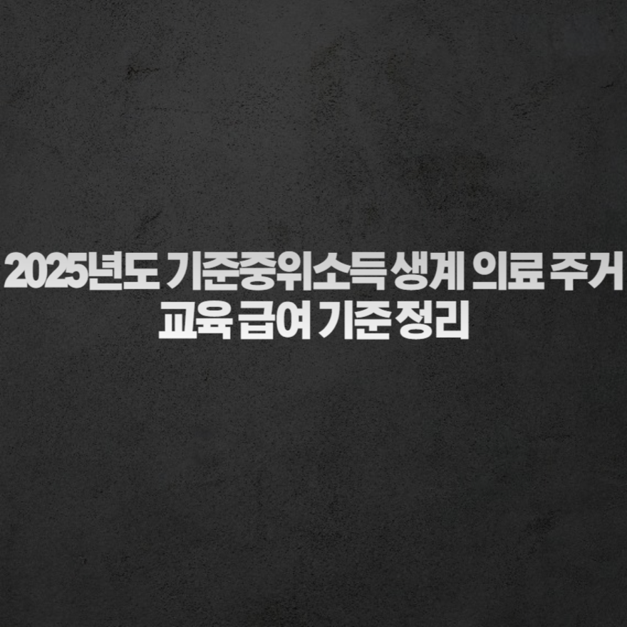 2025년도 기준중위소득 생계 의료 주거 교육 급여 기준 정리 2025년도 기준중위소득 생계 의료 주거 교육 급여 기준 정리