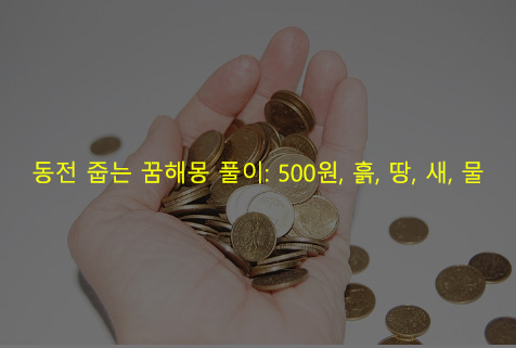 동전 줍는 꿈해몽 풀이: 500원, 흙, 땅, 새, 물