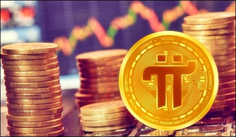 파이코인과 코인 시장 차트 배경 이미지