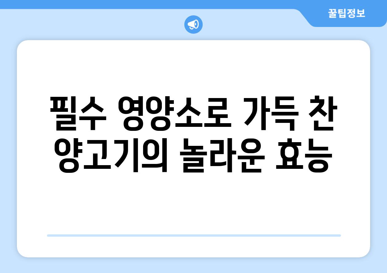 필수 영양소로 가득 찬 양고기의 놀라운 효능