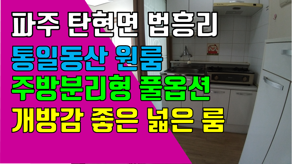  파주 탄현면 법흥리 통일동산 관광특구 파주맛고을 헤이리 국립민속박물관 원룸 월세 200/28만 개방감 좋고 조망 좋은 주방 분리형 풀옵션 넓은 원룸