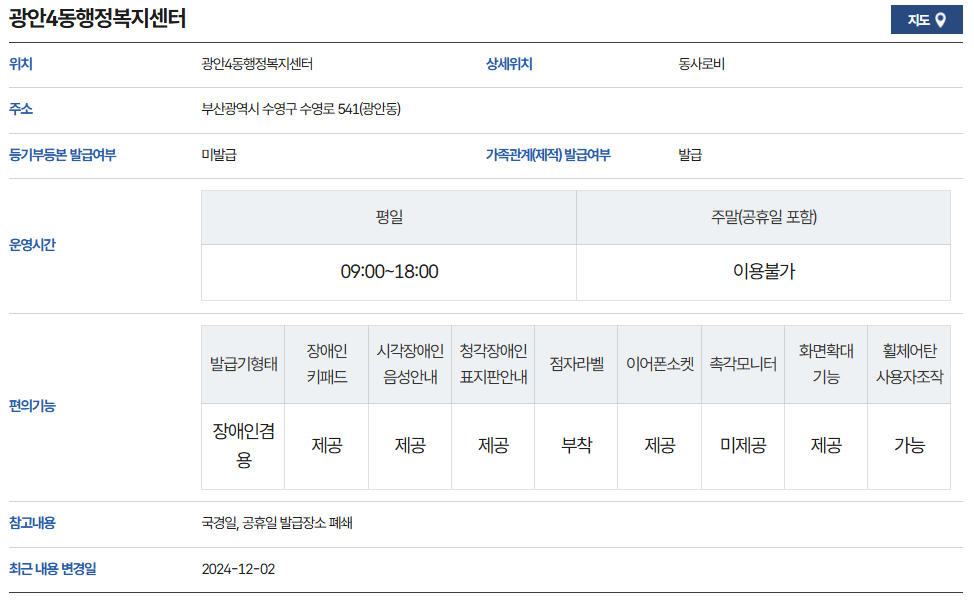 부산 수영구 무인발급기