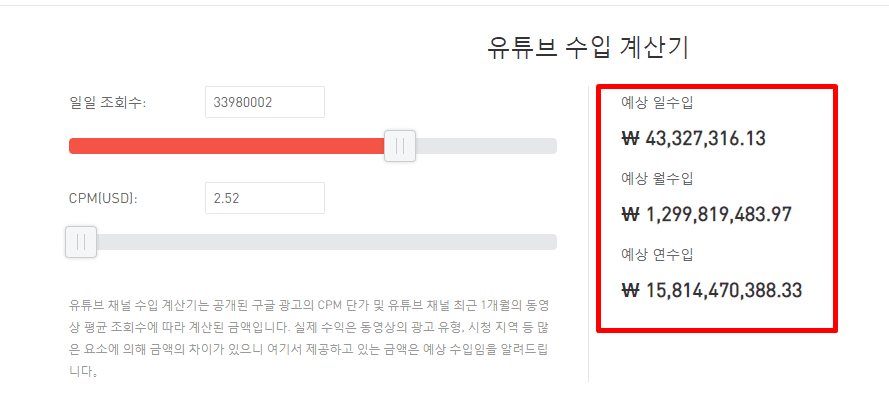 유튜브수익계산이 가능