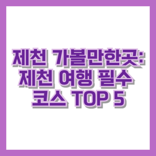 제천 가볼만한곳: 제천 여행 필수 코스 TOP 5