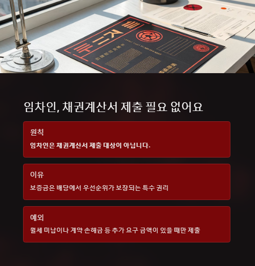 임차인 채권계산서 제출 필요 없어요