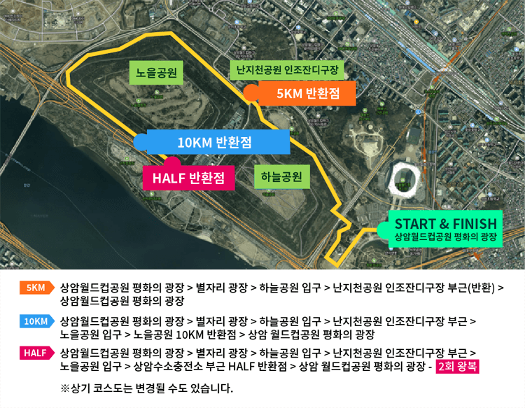제21회 국제관광 서울 마라톤 대회 코스맵
