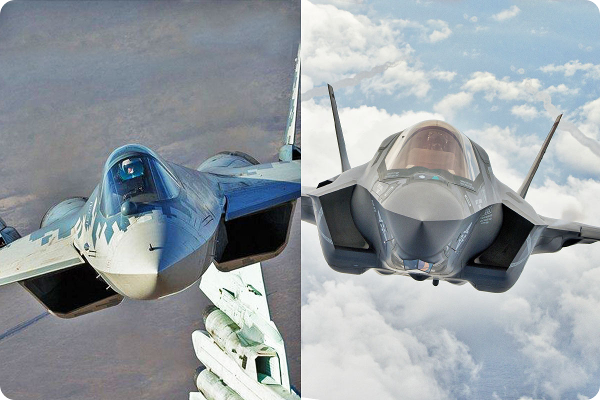 왼쪽 러시아의 Su-57과 오른쪽 미국의 F-35