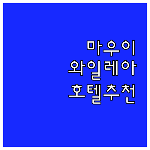 마우이 와일레아 럭셔리 호텔 추천! 
