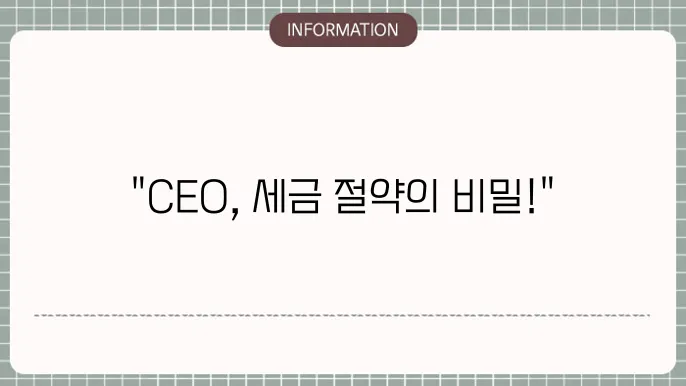 CEO 정기보험 활용 한 사례