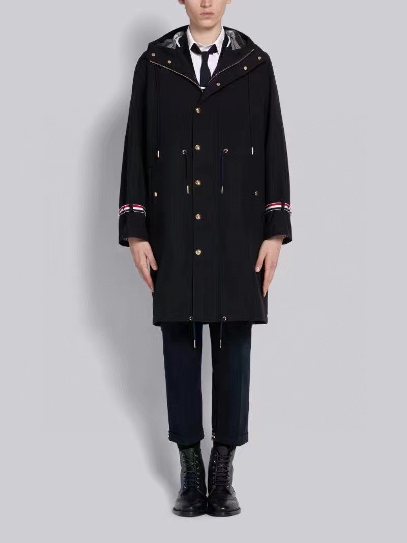  [THOM BROWNE] 톰브라운 네이비 본디드 울 드로코드 집업 파카 자켓 MOT057A05224415