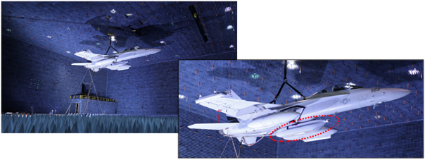 무반향실 천장에 매달려 있는 EA-18G